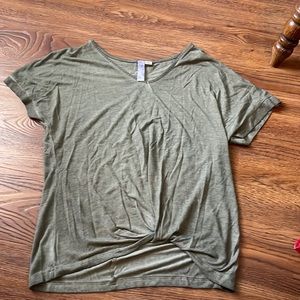 From Francesca’s, army green with a cute twist at the bottom